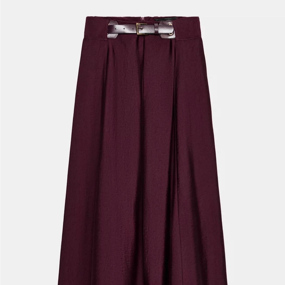 Zara Deep Burgundy A-Line Skirt